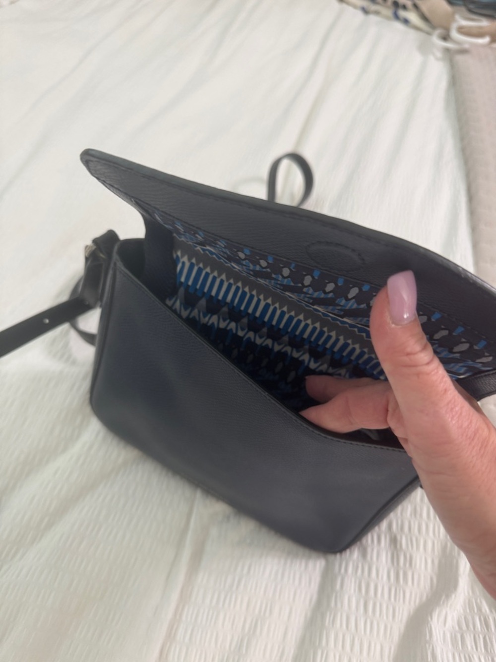 Vera Bradley Navy and Black Pebbled Leather Crossbody - Picture 4 of 11